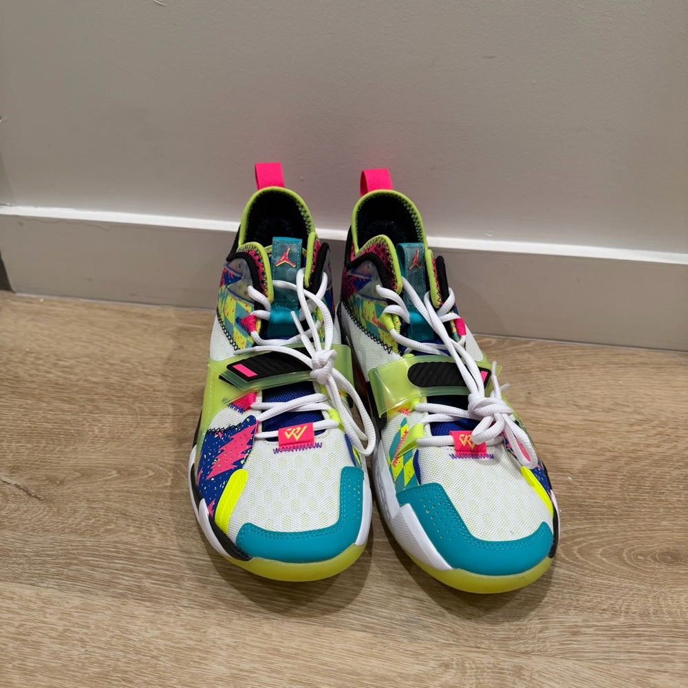 Jordan Why NotColorful Basketball Sneakers with Teal, Neon Yellow & Pink Accents